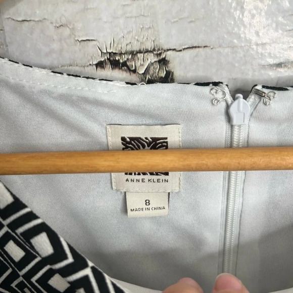 Anne Klein white black dress size 8 pattern print career - Picture 4 of 8